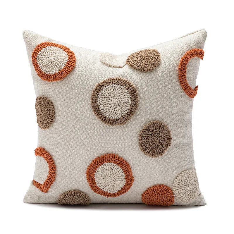 DecorBites™ Geometric Embroidery Circle Stripe Cushion Cover | Home Sofa Decor Pillowcase