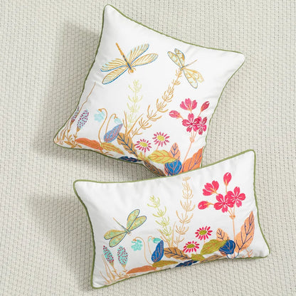 Decorbites™ Daisy Floral Grüne Blätter Stickerei Kissenbezug für Wohnzimmer Schlafzimmer