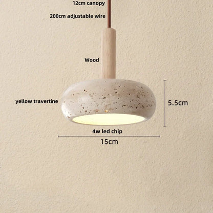 Decorbites™ LED-Hängeleuchte aus Schwarz-Eisen Wabi Sabi - Gelber Travertin