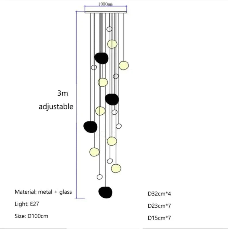 Decorbites™ Gregg Glass Hängeleuchte - Weiße LED-Kieselstein-Pendelleuchte für Villentreppen & Geschäfte