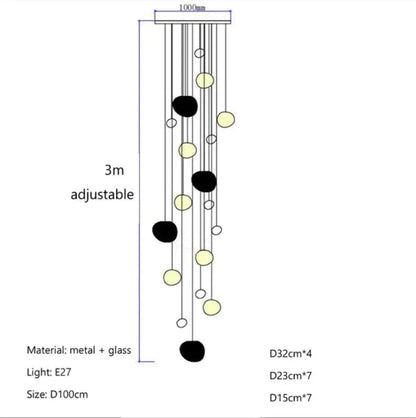 Decorbites™ Gregg Glass Hängeleuchte - Weiße LED-Kieselstein-Pendelleuchte für Villentreppen & Geschäfte