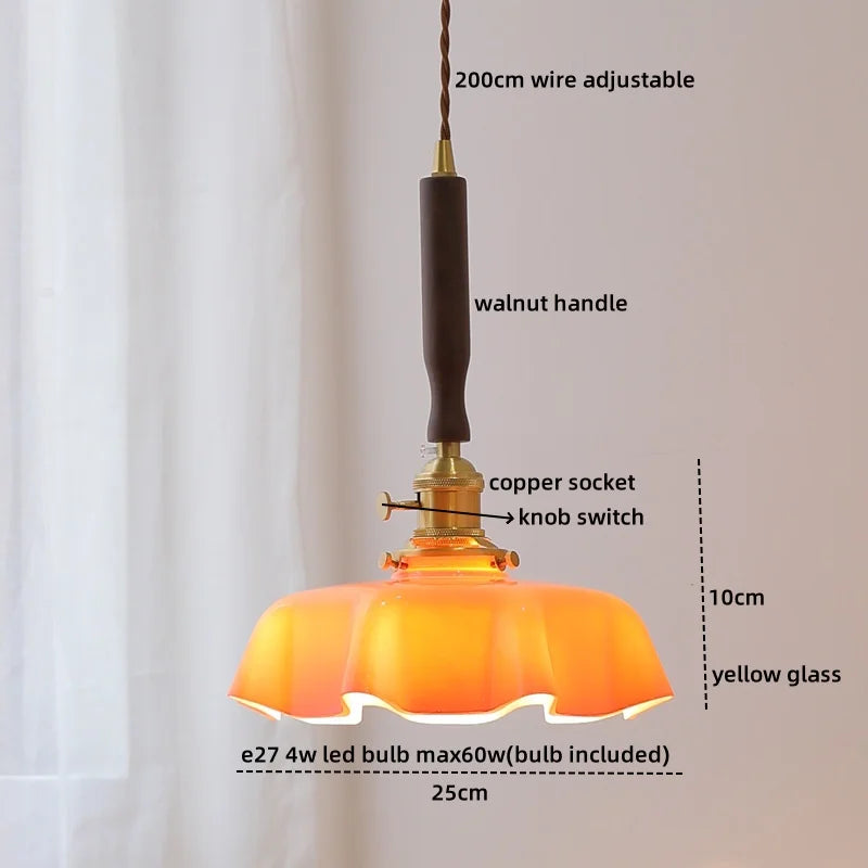 DecorBites™ LED Walnut Copper Pendant Light with Knob Switch - Modern Style Lighting Fixtures