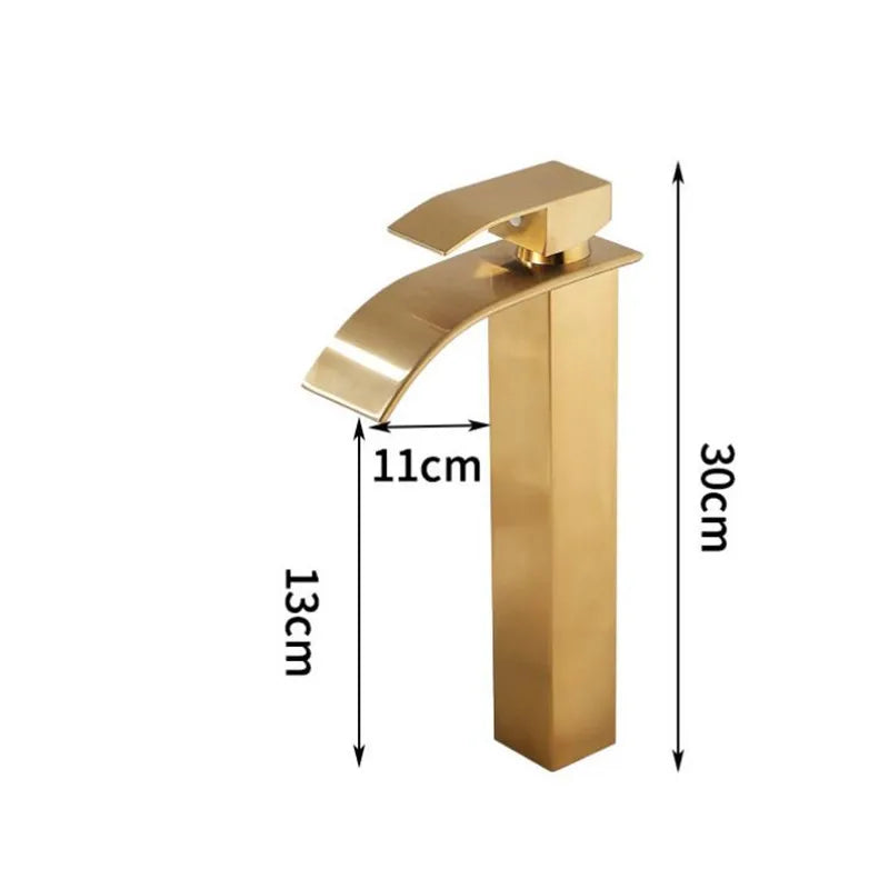 Decorbites™ Gold Badezimmerarmatur: Messing-Roségold Waschbecken-Wasserfall-Mischbatterie