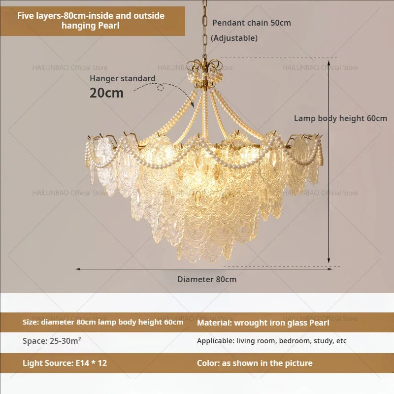 DecorBites™ Cream Crystal Chandelier: French Light Luxury for Living Room, Bedroom, Dining Room