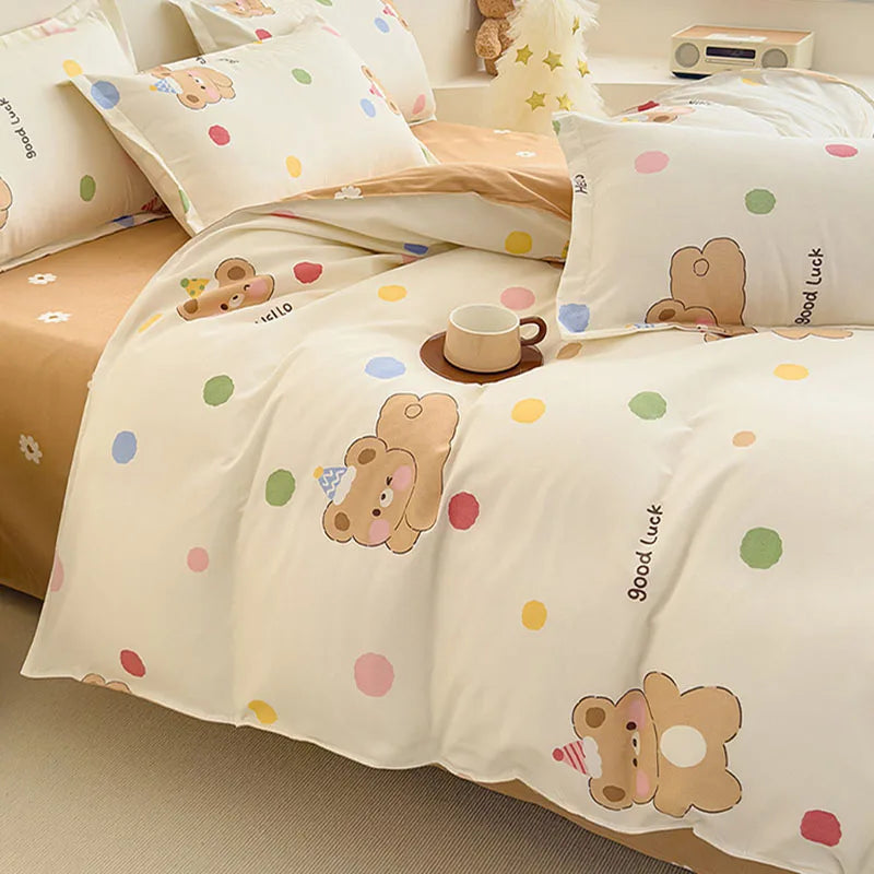 DecorBites™ Cotton Printed Bedding Set: Thick & Cozy Single Bedclothes for Adults & Kids