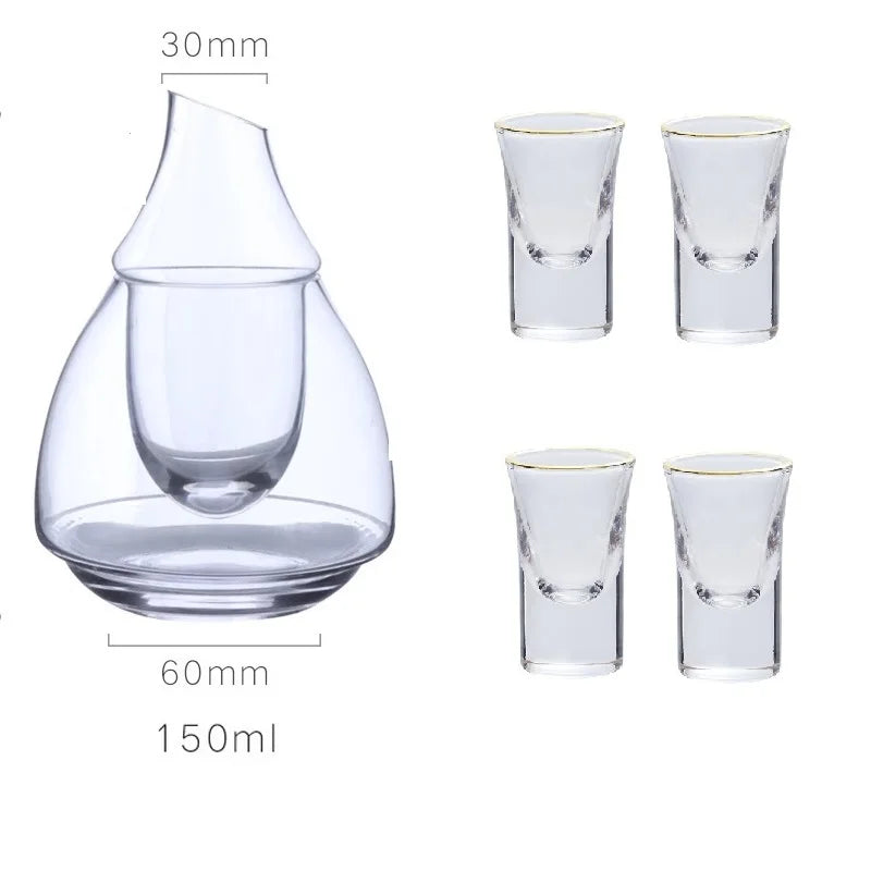 DecorBites™ Japanese Style Glass Wine Bottle & Cup Set with Wine Warmer