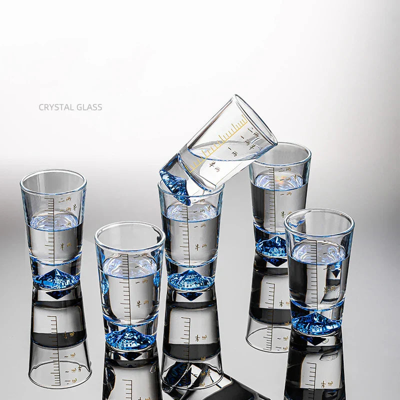 Decorbites™ Klar-Glas-Likör-Tassen-Set 2oz Chinesische Spirituosen-Trinkgläser mit Skalenstrich