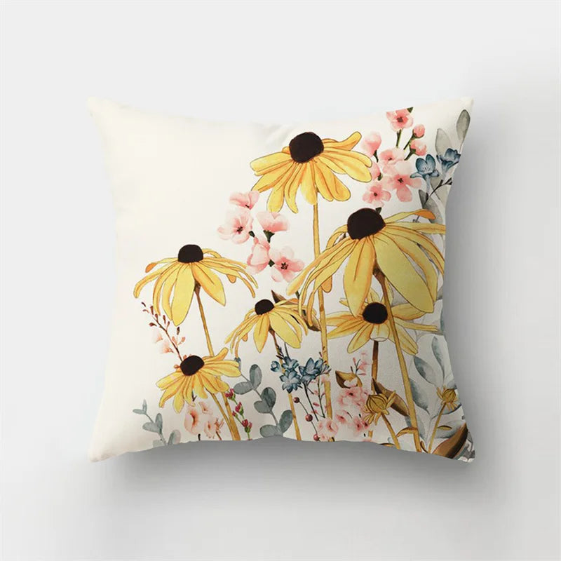 Decorbites™ Reh-Tier Kurz-Plüsch-Kissenbezug mit natürlichen Blättern und Blumen