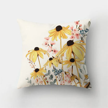Decorbites™ Reh-Tier Kurz-Plüsch-Kissenbezug mit natürlichen Blättern und Blumen