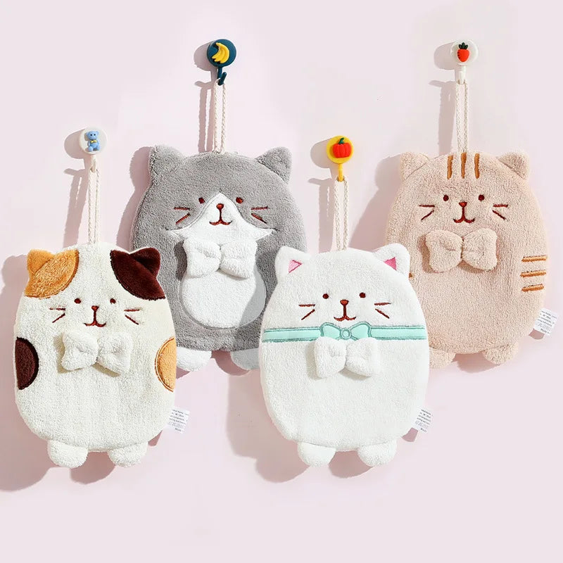Decorbites™ Süßes Katzen-Handtuch: Dickes, schnell trocknendes Küchen- und Badezimmer-Frotteehandtuch
