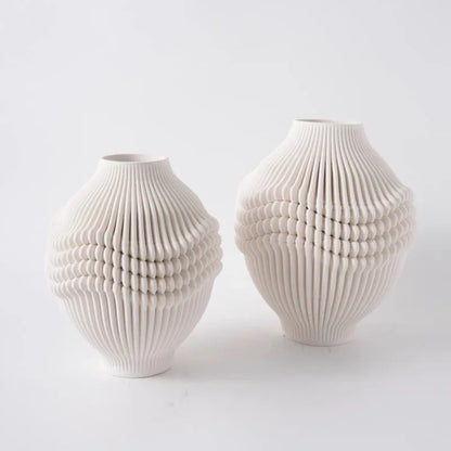 Decorbites™ Geometrische Falten-Keramik-Blumenvasen Heimdekoration Handwerkskunst