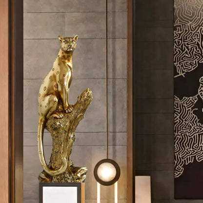 Decorbites™ Goldener Leopard-Harzskulptur - Handgefertigte Gepard-Dekoration
