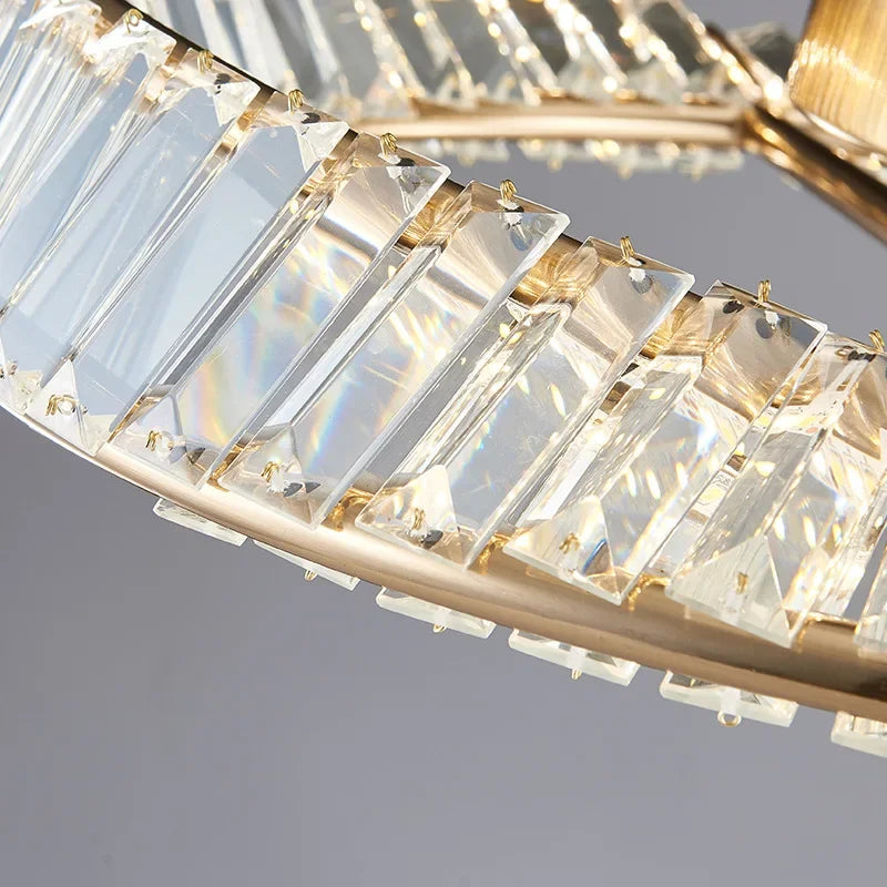 DecorBites™ Crystal Rings LED Ceiling Light: Modern Dimmable Gold Lustre for Indoor Home Decor