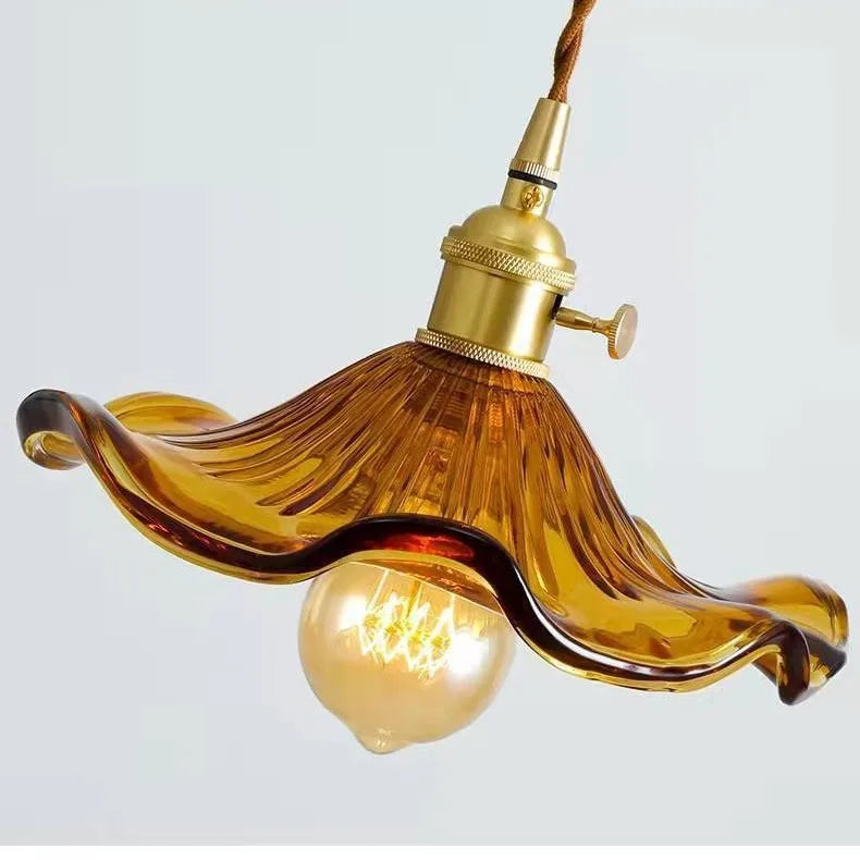 Modern Colorful Glass and Copper Pendant Light