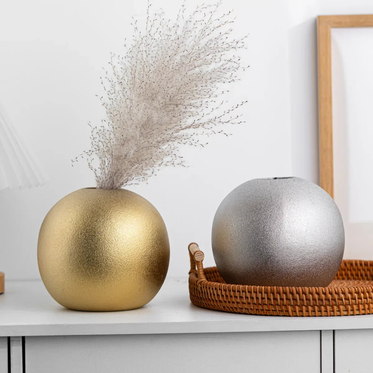 Decorbites™ Geometrische Gold- und Silber-Vase für stilvolle Blumenarrangements & Heimdekoration