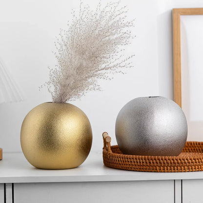 Decorbites™ Geometrische Gold- und Silber-Vase für stilvolle Blumenarrangements & Heimdekoration