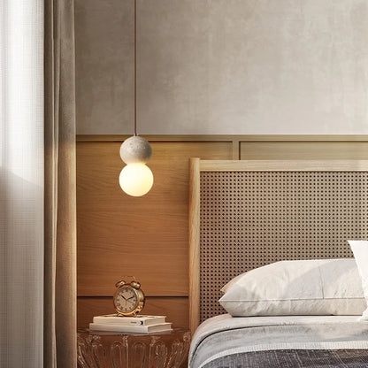 Decorbites™ Glas-Kugelleuchte LED-Hängeleuchte Vintage Gelber Travertin Hanglampe