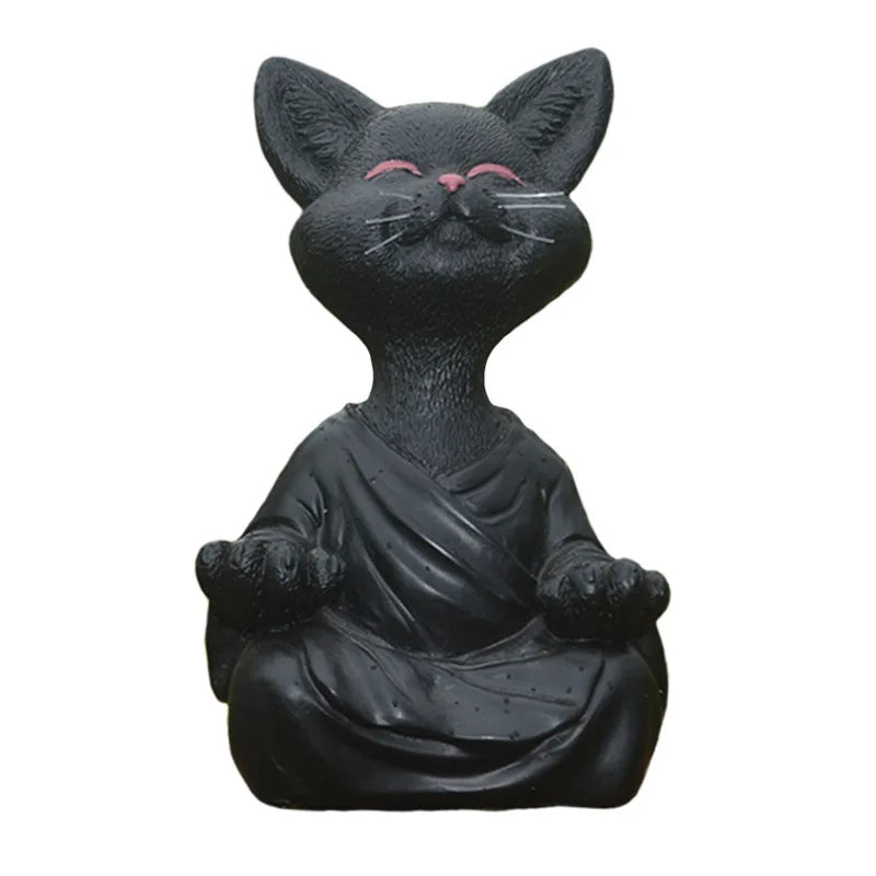 Decorbites™ Schwarze Buddha-Katzen-Figur Meditation Yoga Sammlerstück - Kunstskulptur für Heimdekoration