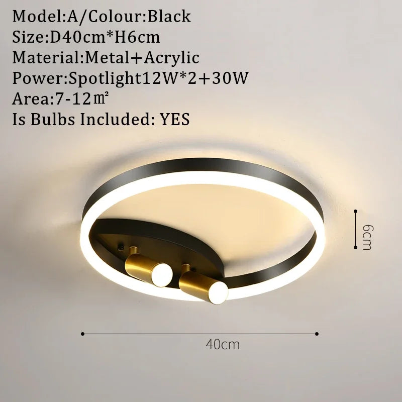 DecorBites™ Gold LED Ceiling Lights Remote Control Dimmable Living Room Kitchen Lighting