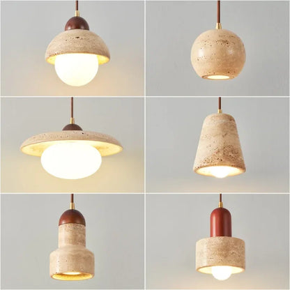 Decorbites™ Elegante Wabi-Sabi-Travertin-Pendantleuchte für Esstisch & Kücheninsel
