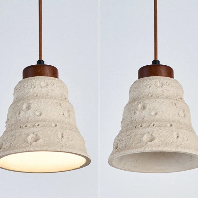 Decorbites™ Japanischer Stil LED-Hängeleuchten mit Holz-Baldachin und Zement-Lampenschirm