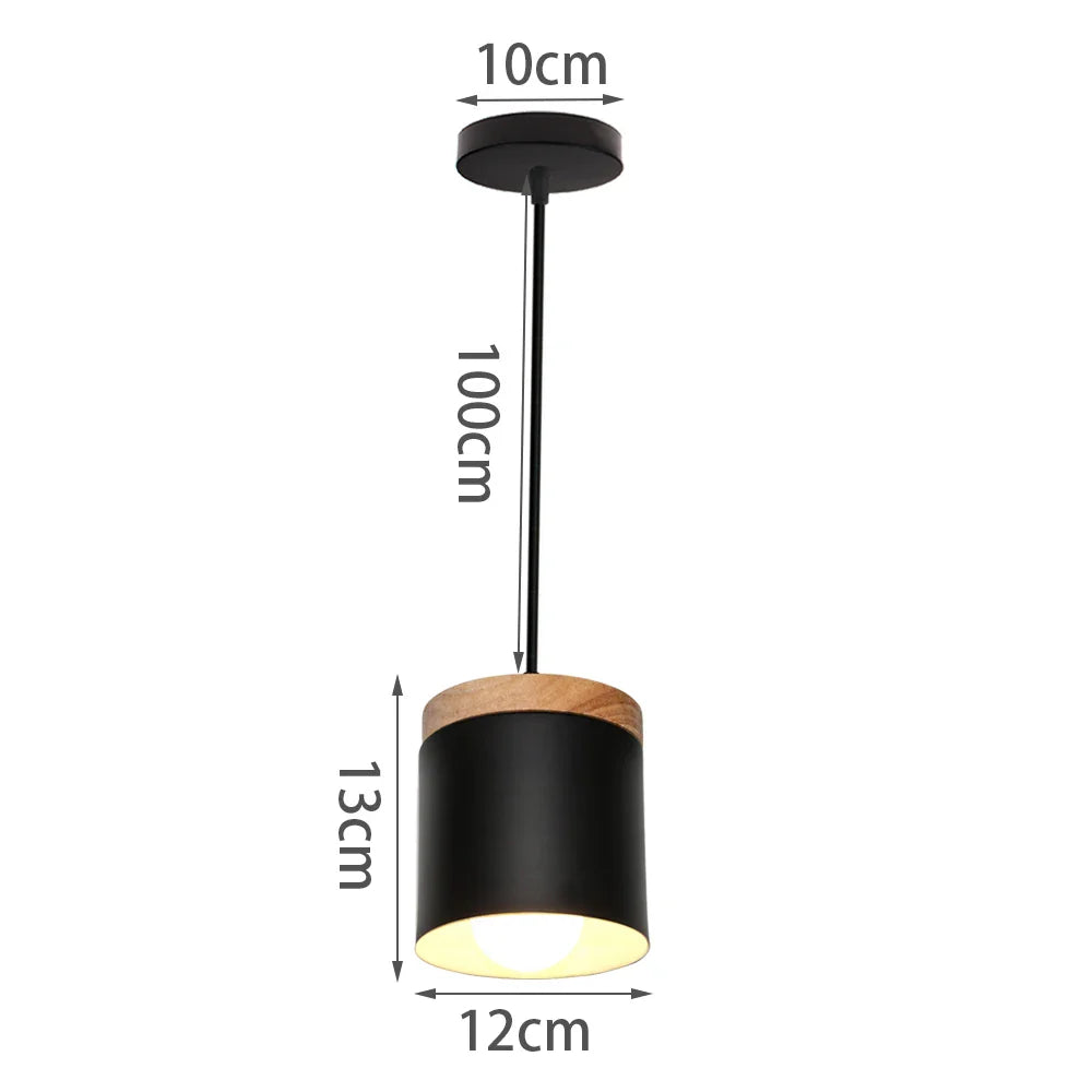 Black Wood Industrial Pendant Light