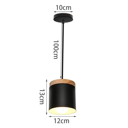 Black Wood Industrial Pendant Light