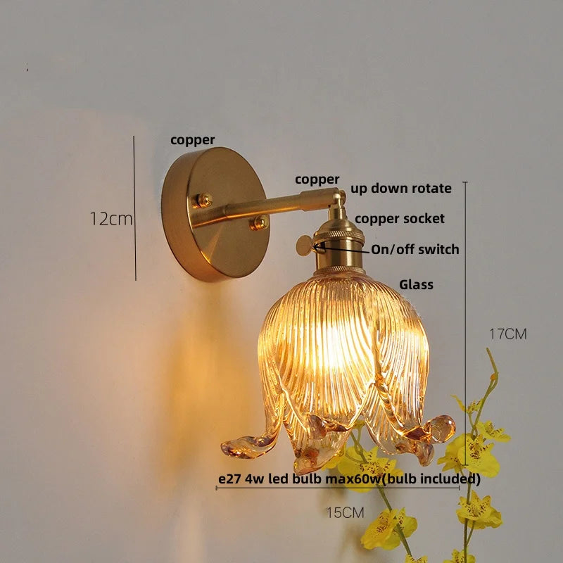 Decorbites™ Loft Bernstein-Glas LED-Wandleuchte mit Vintage-Drehschalter