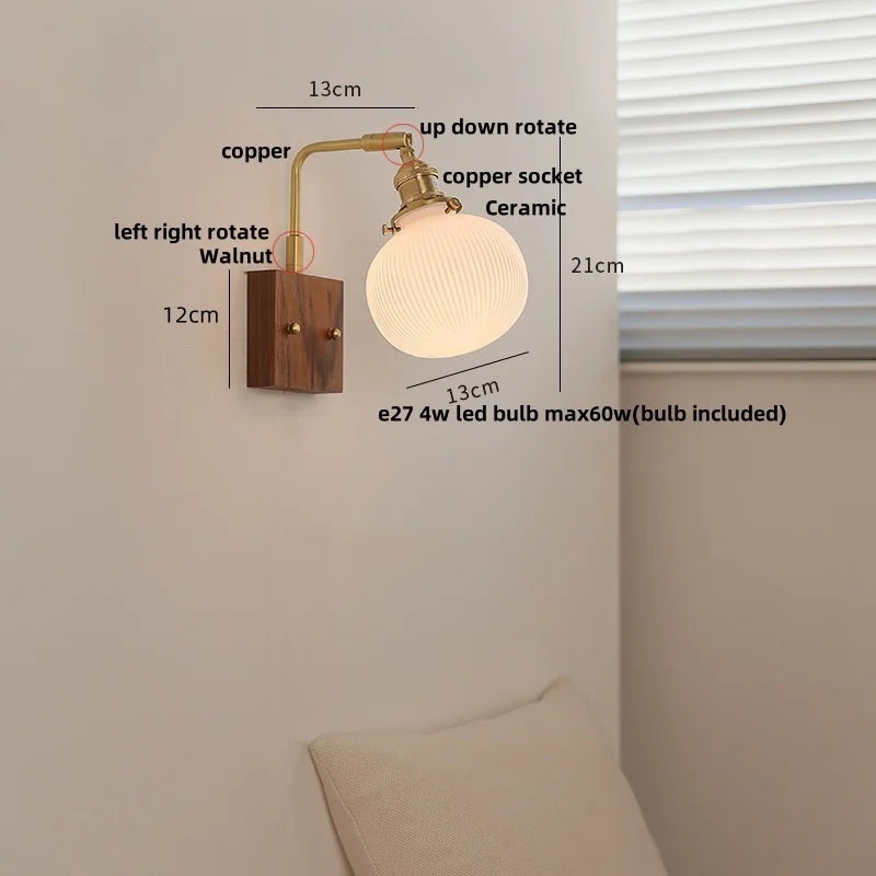 Ceramic Walnut Wall Lamp