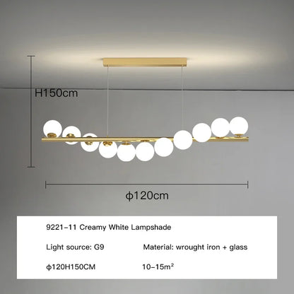 Decorbites™ Glas-Kugel-G9-LED-Langleuchter für Esszimmer, Küche und Bürobeleuchtung