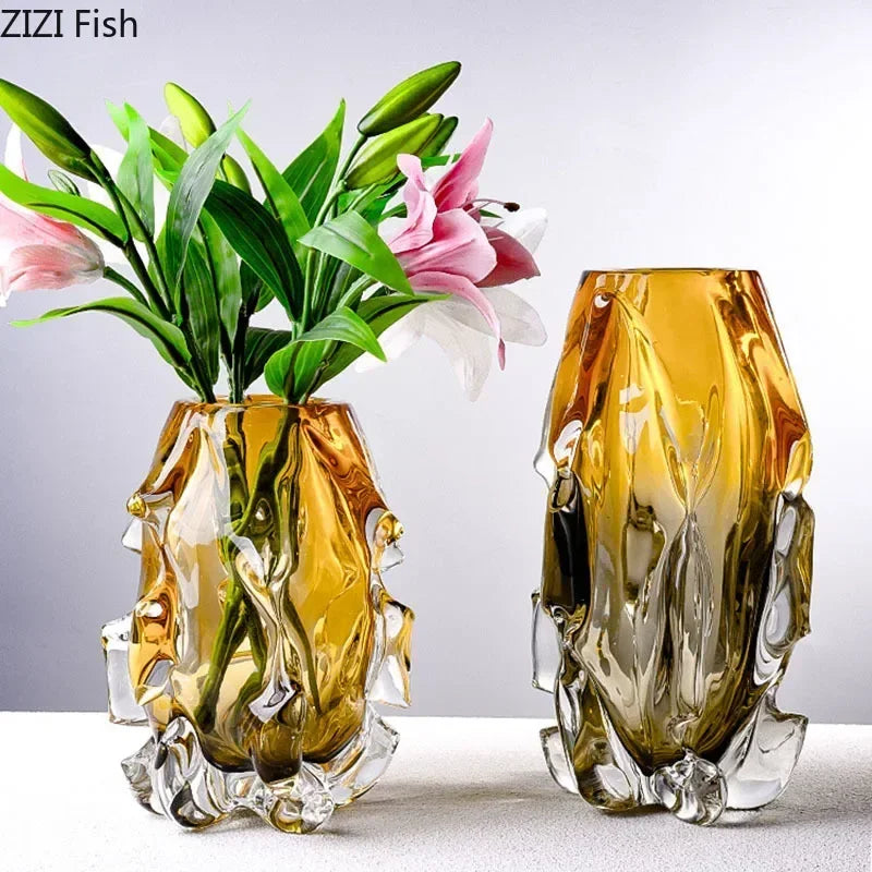 Decorbites™ Bernsteinglas-Vase für moderne Wohnraumausstattung & Blumenarrangements