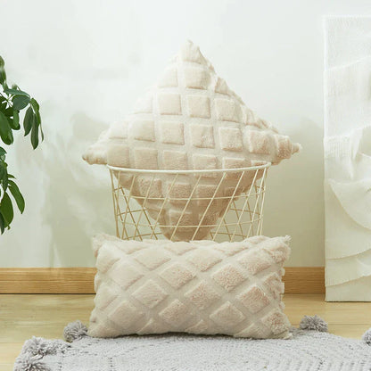 DecorBites™ Geometric Diamond Pattern Plush Cushion Cover for Stylish Home Decor