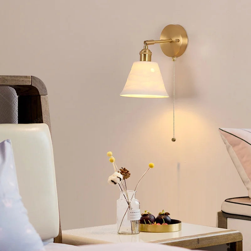 DecorBites™ Copper LED Wall Light Fixture with Pull Chain Switch for Modern Living Spaces