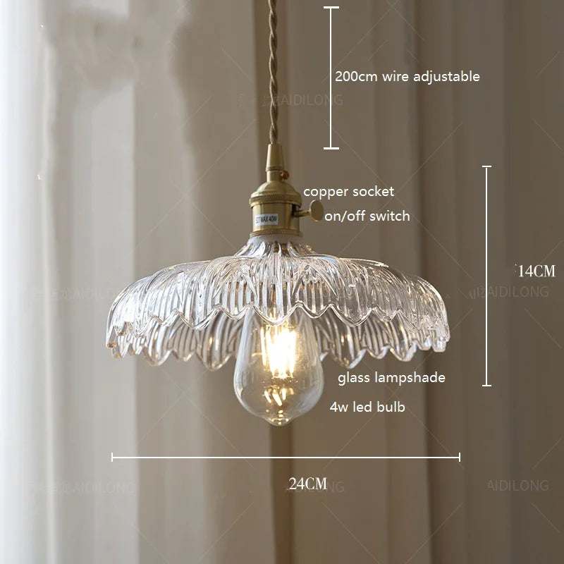 Decorbites™ Grüne Glas-LED-Hängeleuchte mit Kupfer-Holzgriff für modernes nordisches Heimdekoration
