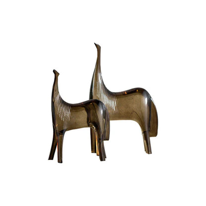 Decorbites™ Pferdepaar & Fohlen Skulpturensatz – Abstrakte Tierornamente für die Heimdekoration