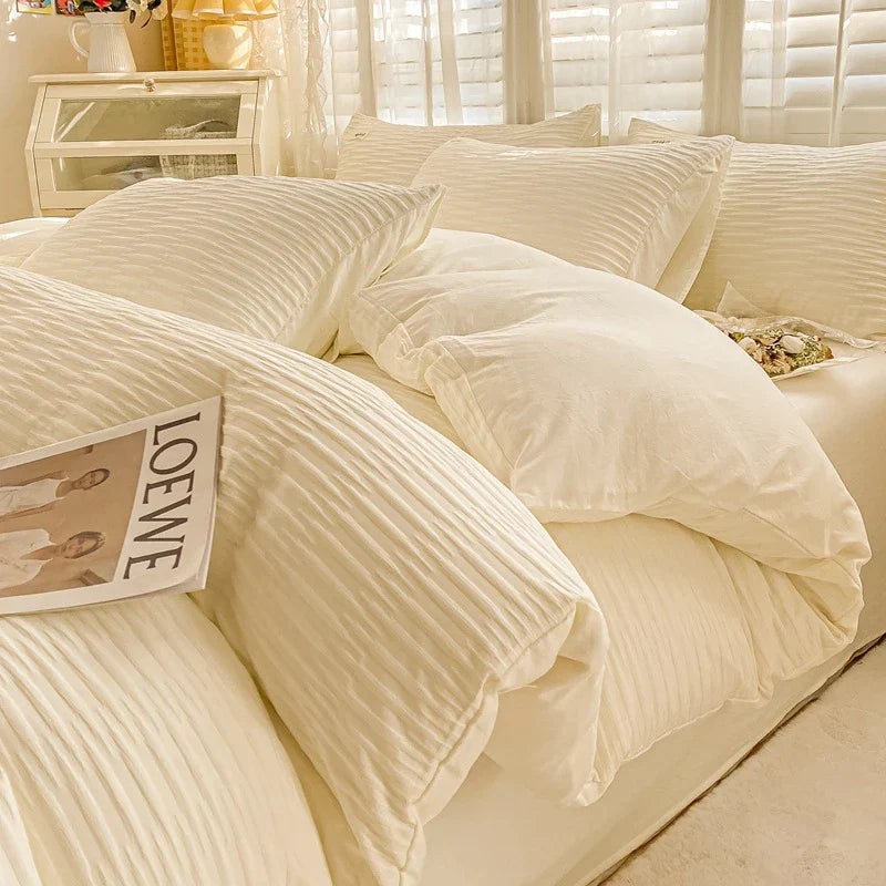 DecorBites™ Bubble Yarn Fabric Double-sided Duvet Cover Set with Sheets for Soft Comfort