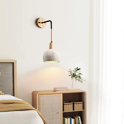 DecorBites™ Japanese Style LED Wall Light Cement Bedside Lamp with Pull Chain Switch