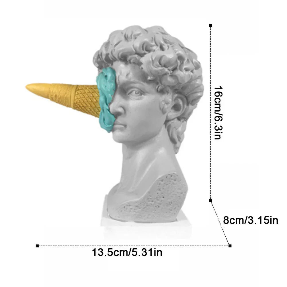 Decorbites™ Eiscreme-Pferdekopf-Harzskulptur-Figur für Heim- und Bürodekoration & Geschenke