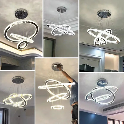 Decorbites™ Kristallringe LED-Kronleuchter, Chrom-Lustre Deckenpendant für das Wohnzimmer