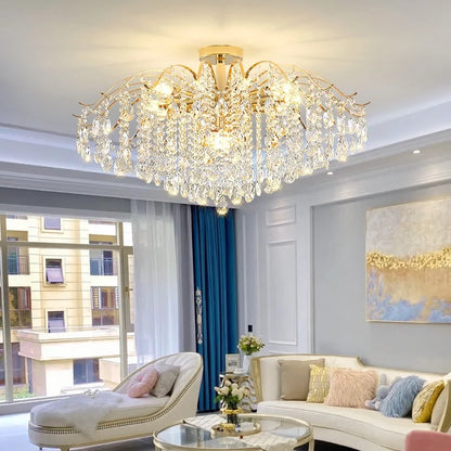 Decorbites™ K9 Kristall Gold Kronleuchter Deckenleuchte | Schlafzimmer Heimdekoration LED Deckenlampe