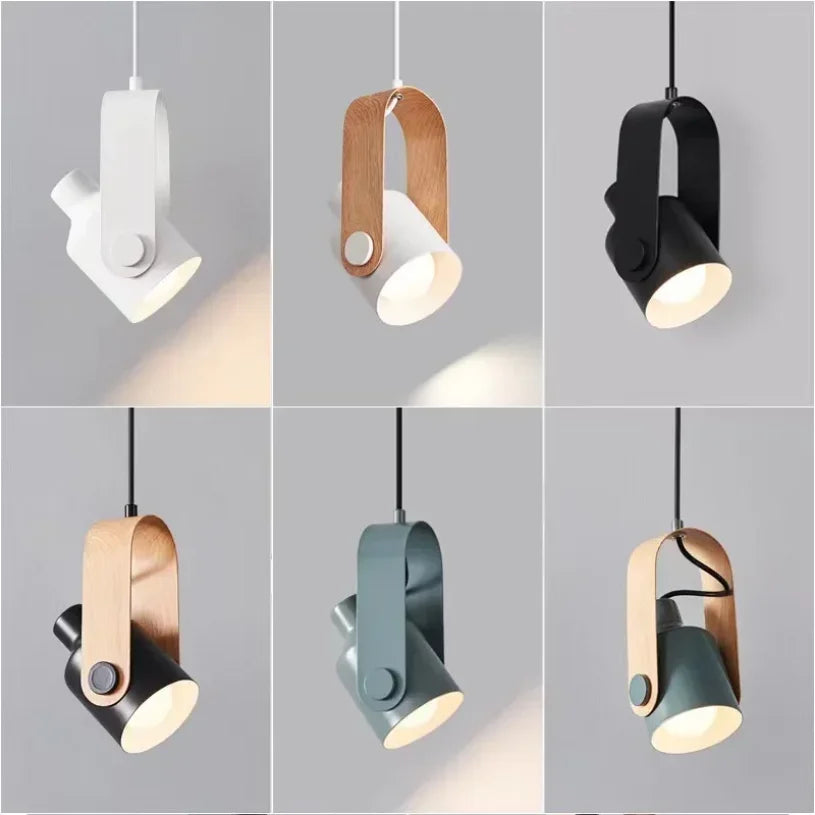 Nordic Adjustable Wood & Iron Pendant Light