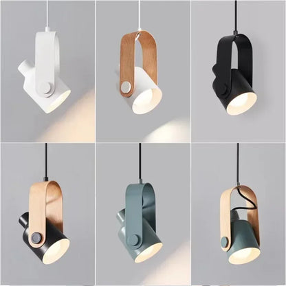 Nordic Adjustable Wood & Iron Pendant Light