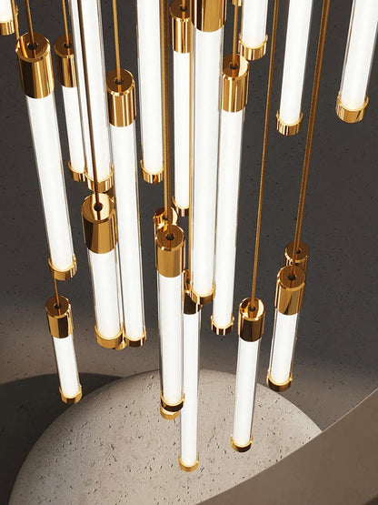 Decorbites™ Goldene Rohr-Leuchter: Moderne Designer-LED-Treppenbeleuchtung für nordisches Loft-Apartment