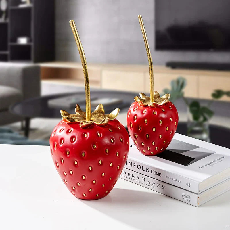 DecorBites™ Gold Strawberry Figurine Decor for Home Decor & Display