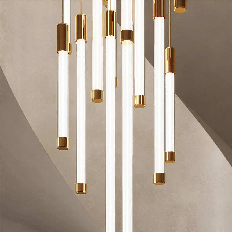 Modern Staircase Pendant Chandelier in Black or Gold