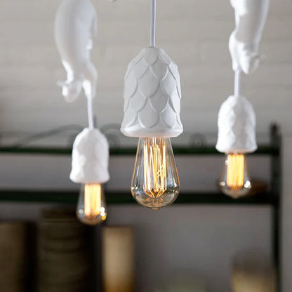 Nordic Resin Squirrel Pendant Light in White