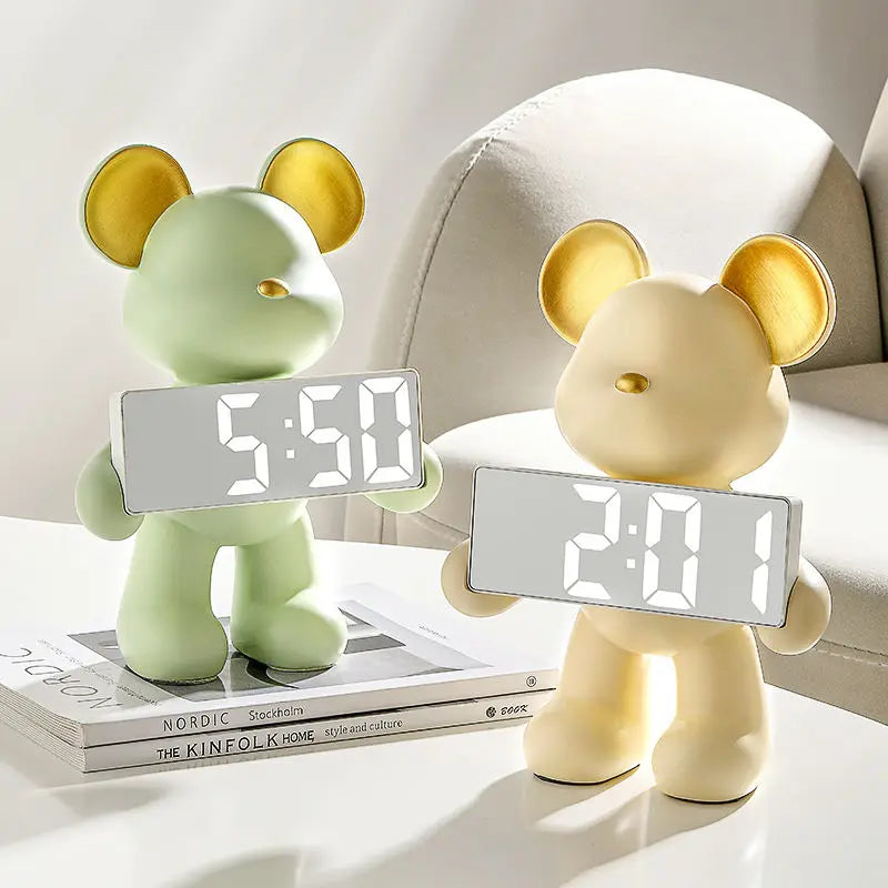 DecorBites™ Elegant Bear Clock Ornament for Home Decor and Living Room Craftmanship