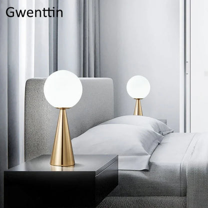 Decorbites™ Gold-Glas-Kugeltischleuchte LED-Schreibtischbeleuchtung Moderne Wohnraumausstattung für Schlafzimmer und Wohnzimmer