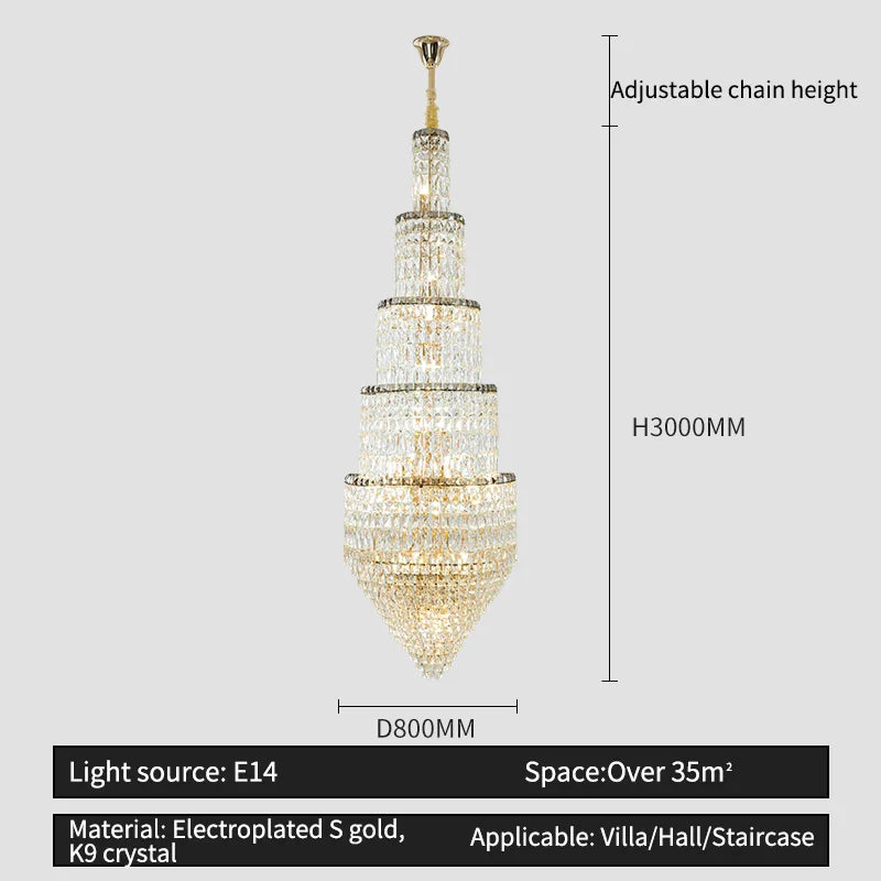 Decorbites™ Kristall-Hohlraum-Lang-Lüster: Elegante Beleuchtung für das Foyer einer Duplex-Villa