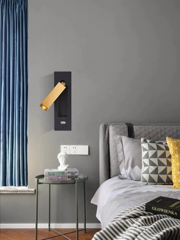 Decorbites™ LED-Wandleuchte mit Schalter, USB-Anschluss, drehbar – Leselampe für das Schlafzimmer